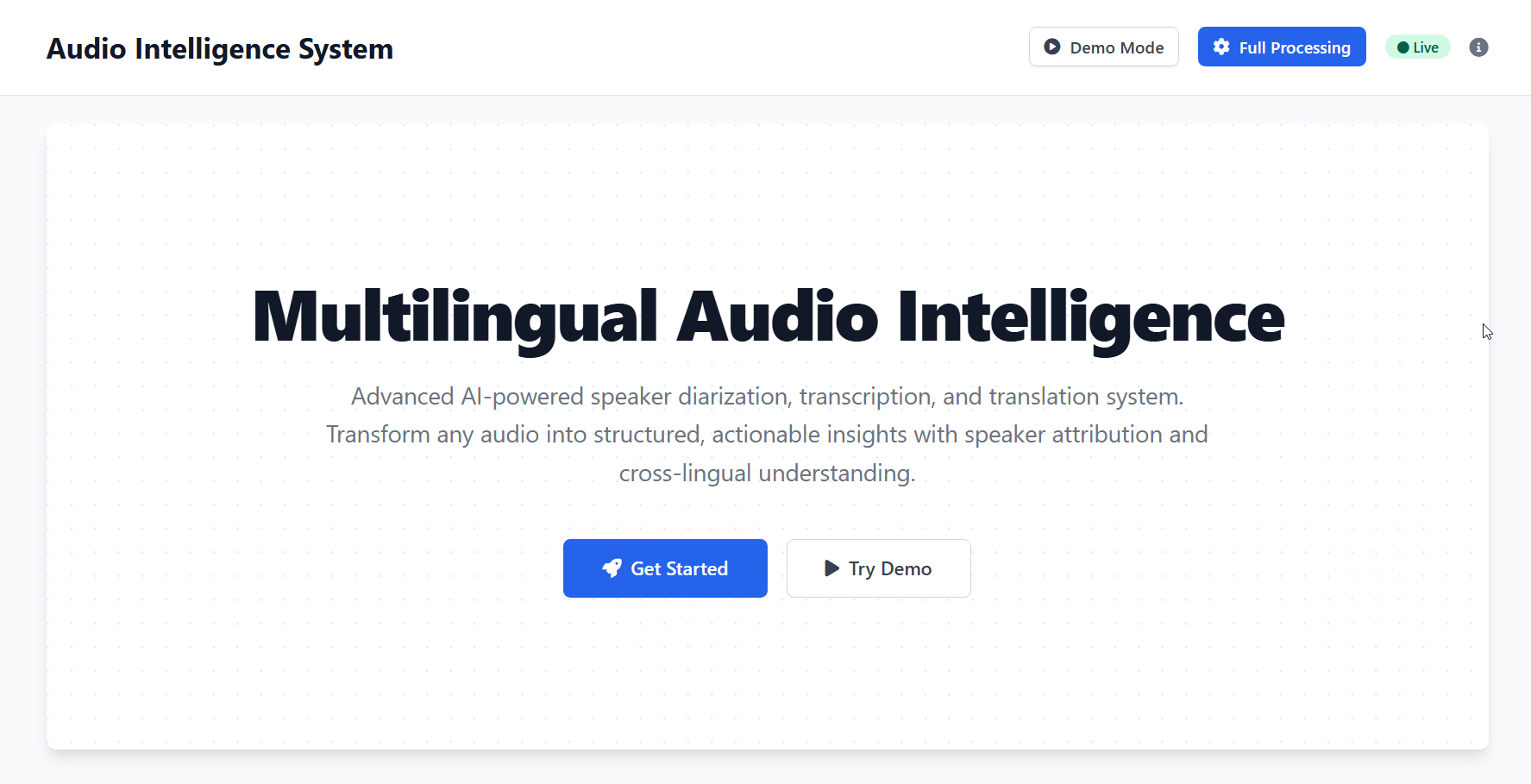 Multilingual Audio Intelligence System Banner