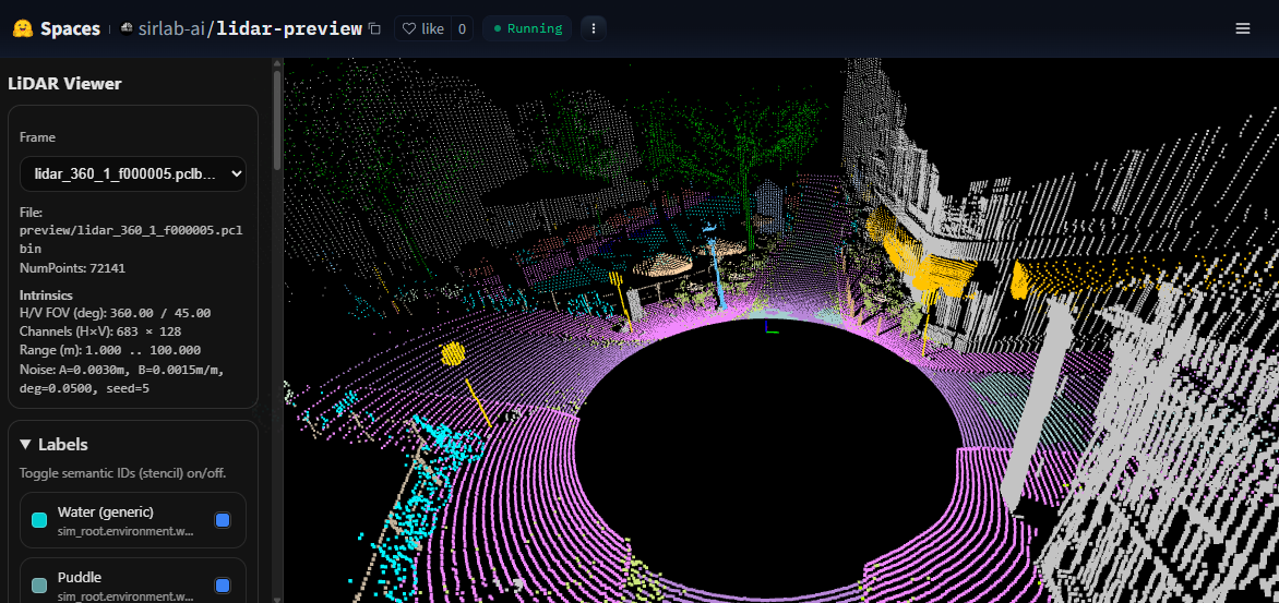LiDAR viewer preview